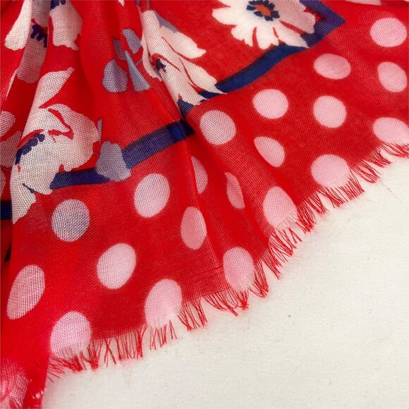 KATE SPADE Scarf Ponderosa Red Springtime Floral Oblong Lightweight - Picture 5 of 8